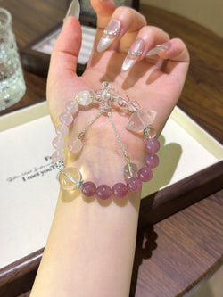▫️▪️ Pink quartz white water double-pointed bracelet