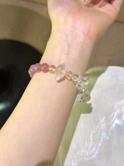 ▫️▪️ Pink quartz white water double-pointed bracelet