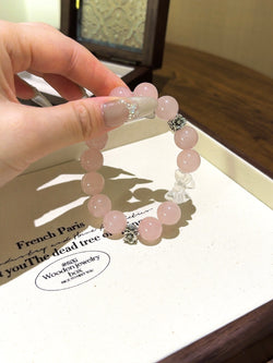 ▫️▪️ Pink crystal white crystal bow bracelet