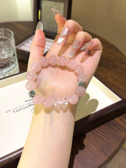 ▫️▪️ Pink crystal white crystal bow bracelet
