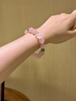 ▫️▪️ Pink crystal white crystal bow bracelet