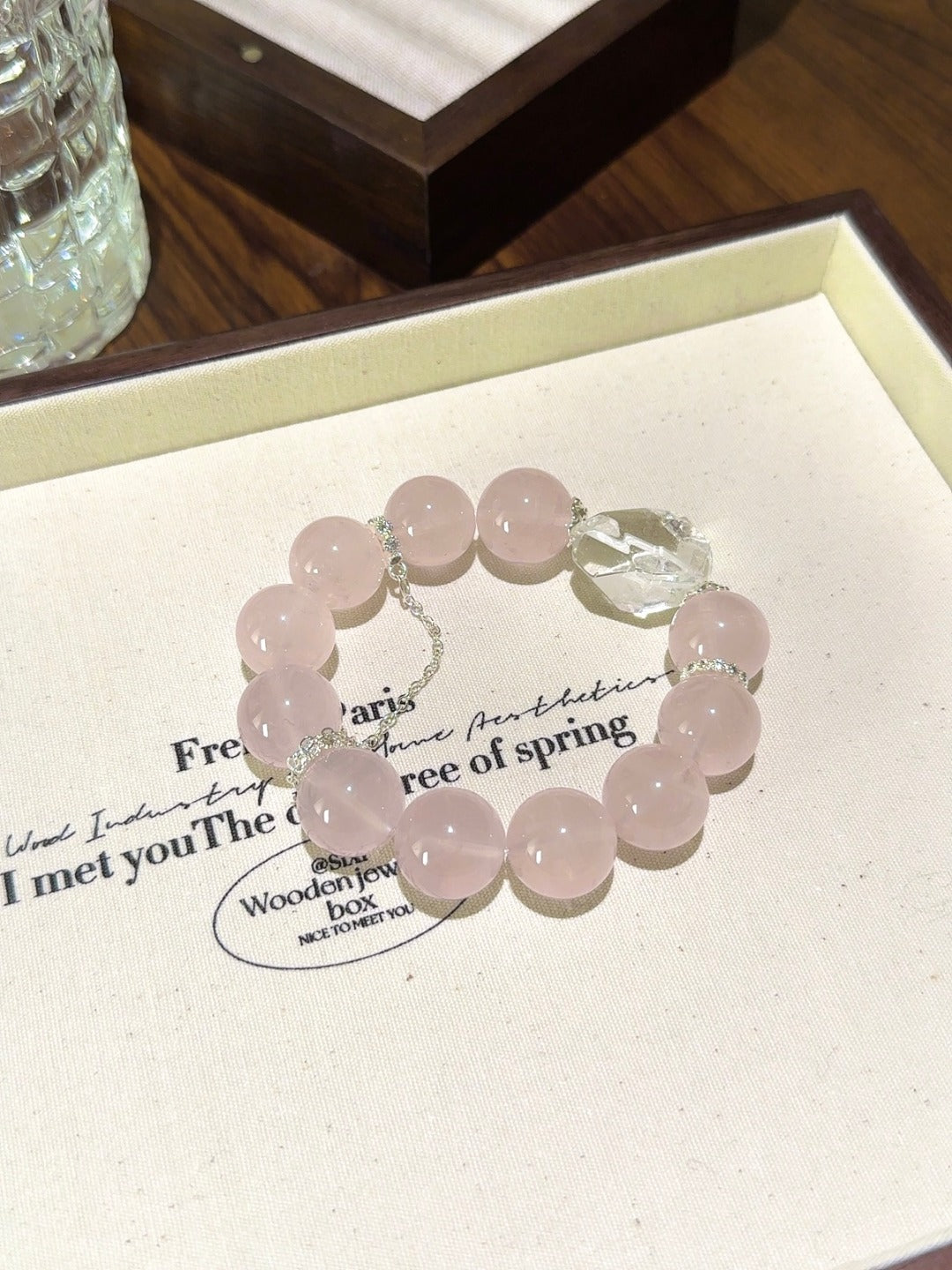 ▫️▪️ Pink crystal white crystal conformal bracelet