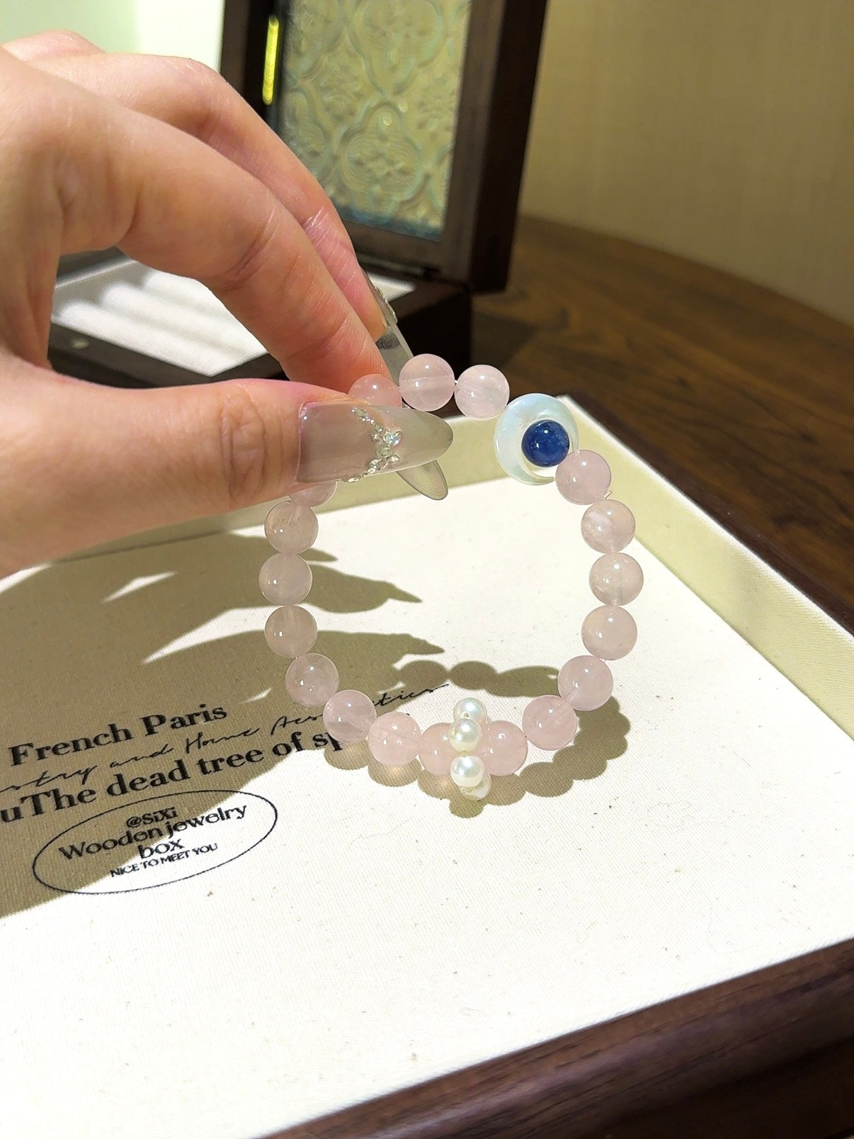 ▫️▪️ Pink crystal lapis lazuli bracelet