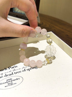 ▫️▪️ Pink crystal kunzite white crystal fox bracelet