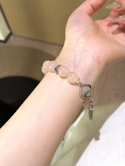 ▫️▪️ Pink crystal white crystal sugar cube bracelet
