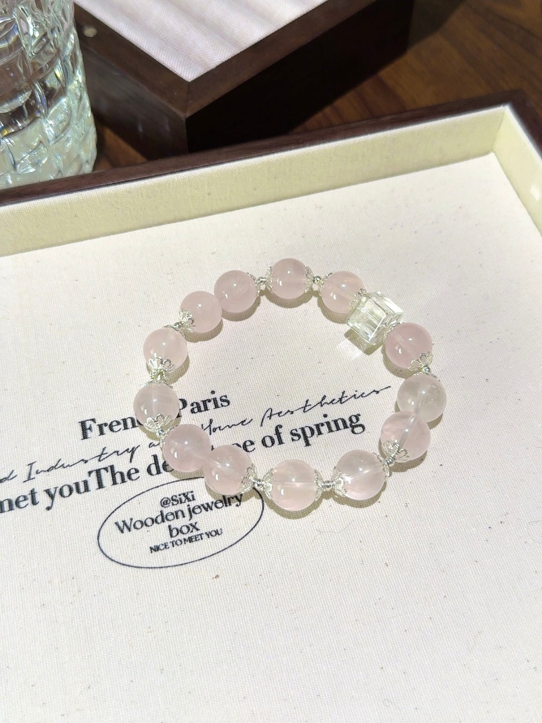 ▫️▪️ Pink crystal white crystal sugar cube bracelet
