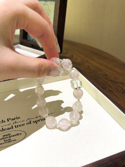 ▫️▪️ Pink crystal white crystal sugar cube bracelet