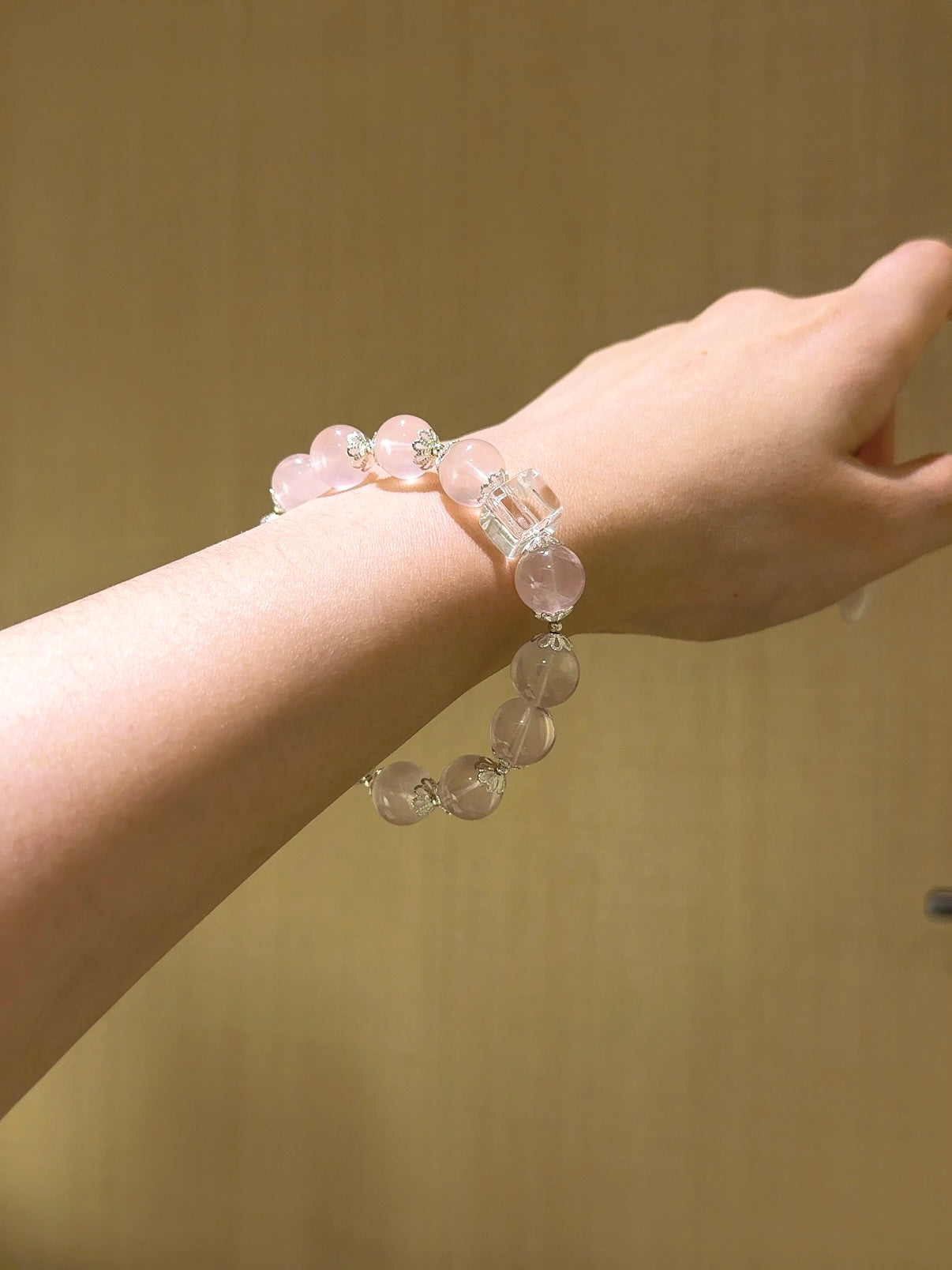 ▫️▪️ Pink crystal white crystal sugar cube bracelet