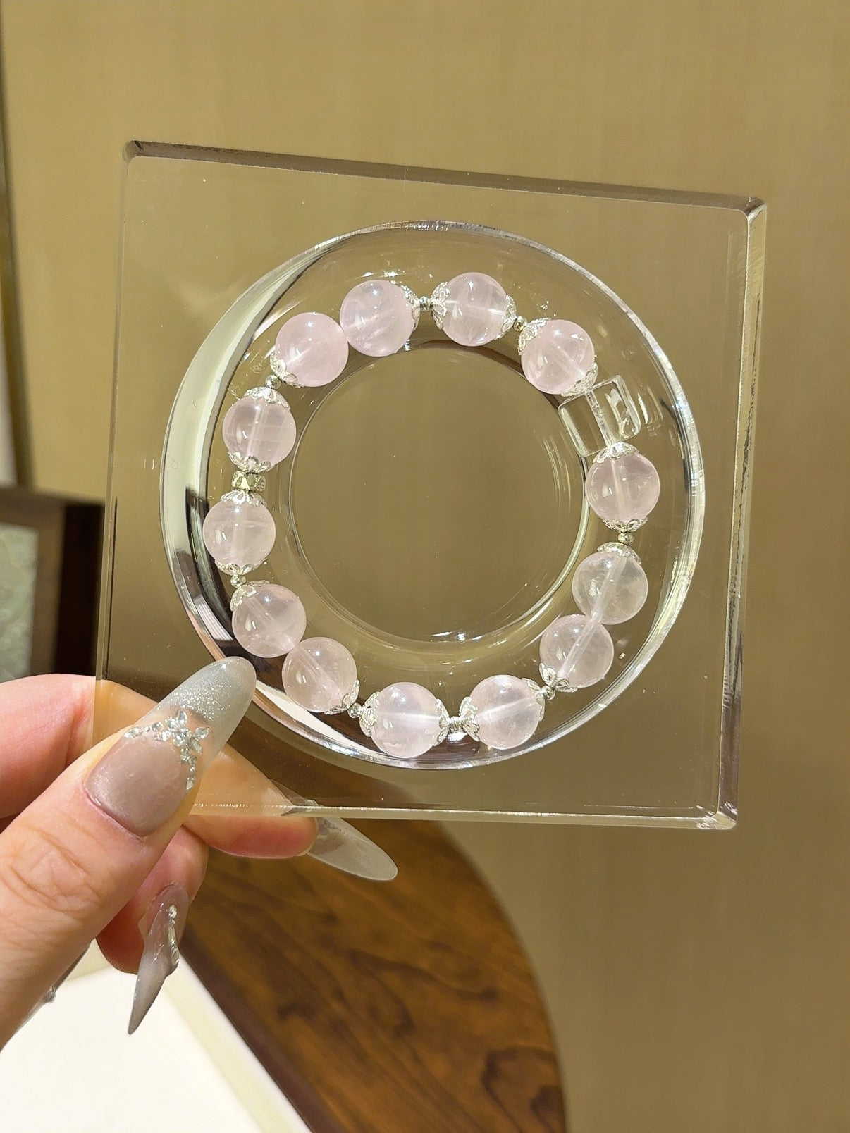 ▫️▪️ Pink crystal white crystal sugar cube bracelet