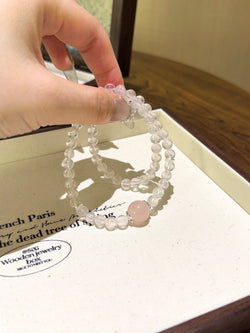 ▫️▪️ Pink crystal multi-loop bracelet