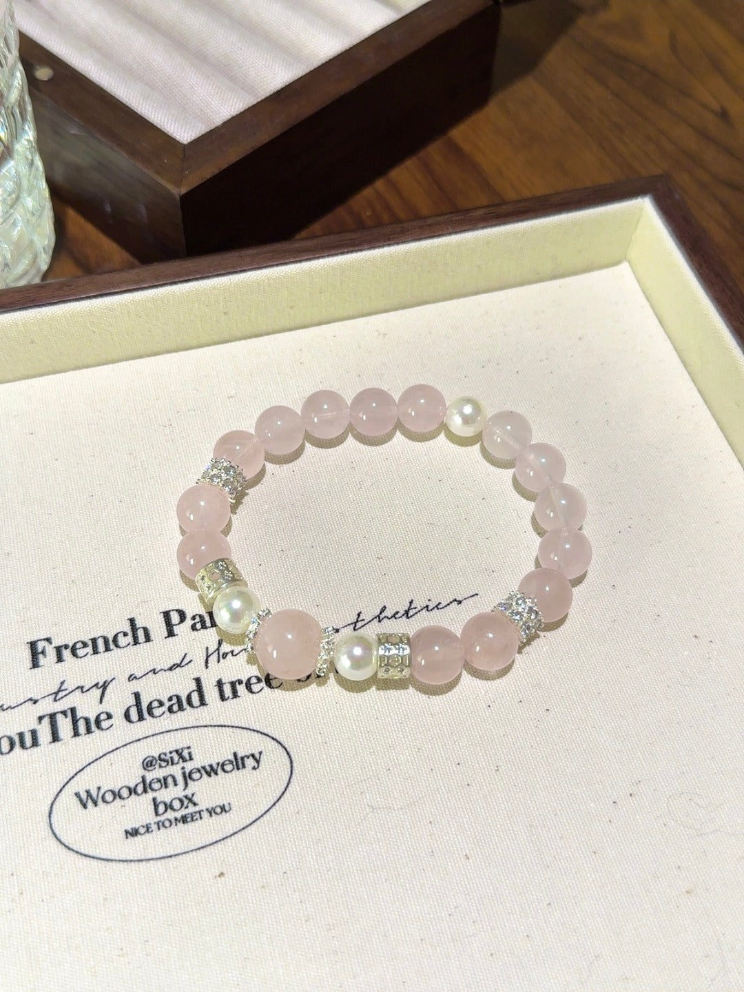 ▫️▪️ Pink crystal bead bracelet