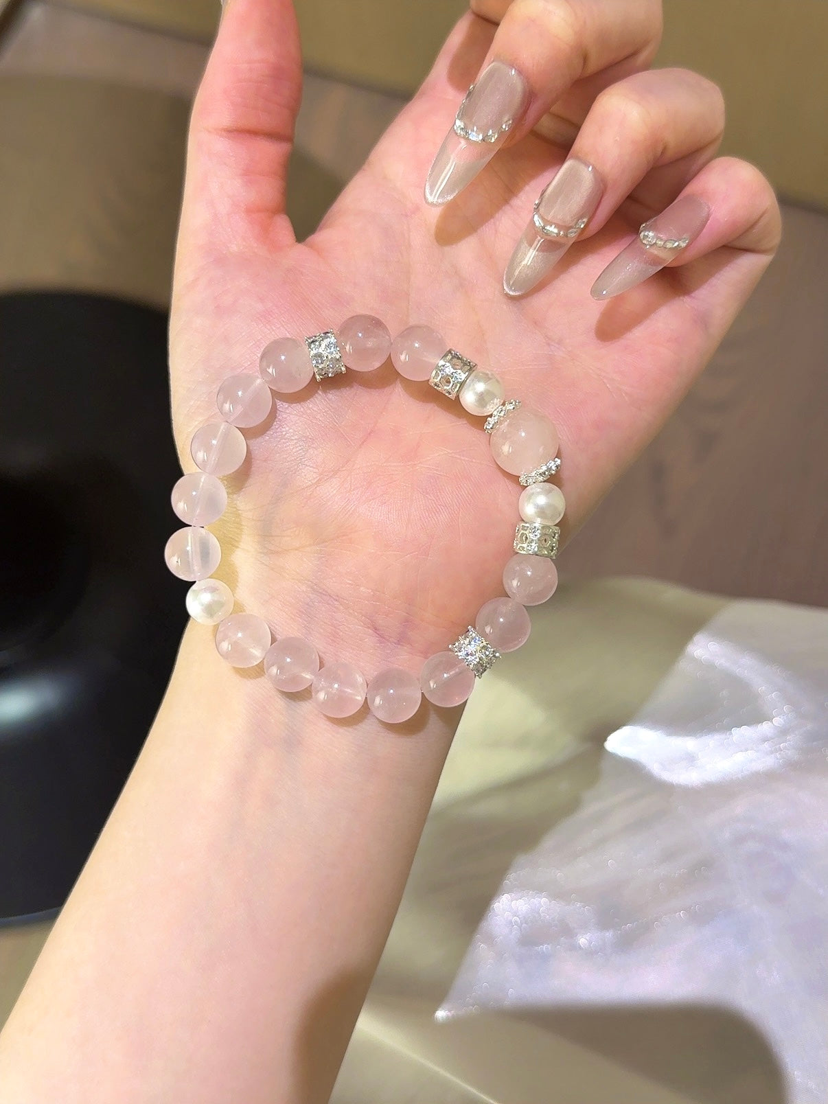 ▫️▪️ Pink crystal bead bracelet