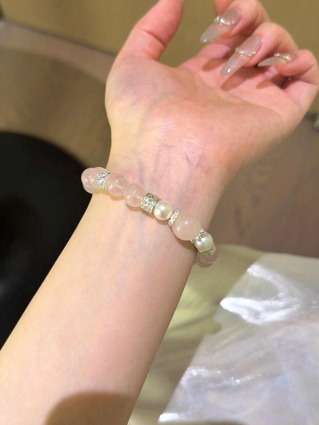 ▫️▪️ Pink crystal bead bracelet