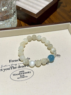 ▫️▪️ White moonlight aquamarine bracelet