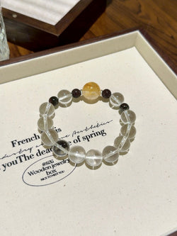 ▫️▪️ White crystal green ghost yellow gum flower bracelet