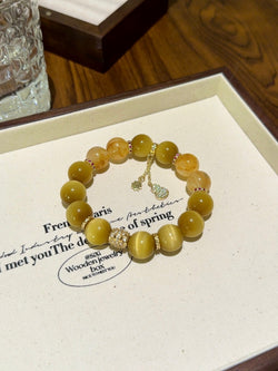 ▫️▪️ Golden tiger eye yellow gum flower bracelet