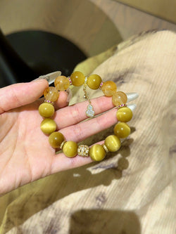 ▫️▪️ Golden tiger eye yellow gum flower bracelet