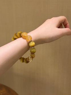 ▫️▪️ Golden tiger eye yellow gum flower bracelet