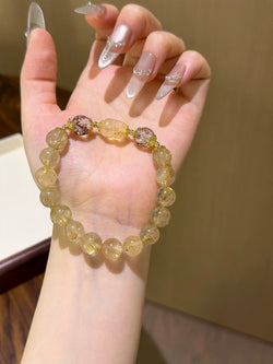 ▫️▪️ Blonde crystal black gold super citrine pixiu bracelet