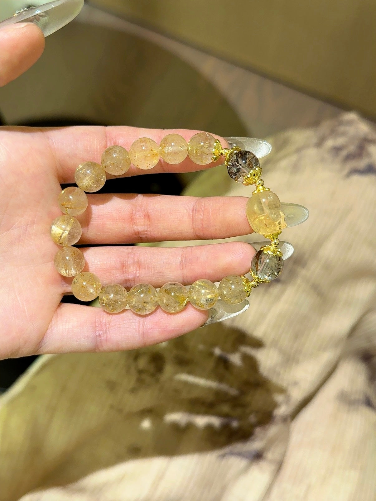 ▫️▪️ Blonde crystal black gold super citrine pixiu bracelet