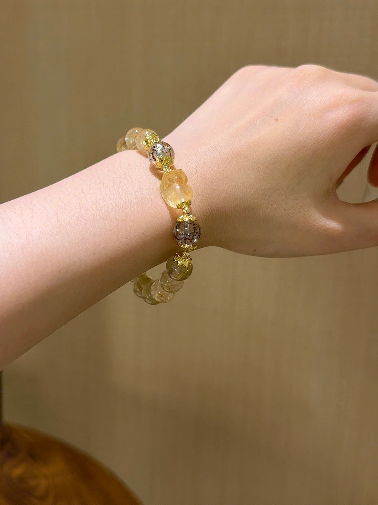 ▫️▪️ Blonde crystal black gold super citrine pixiu bracelet
