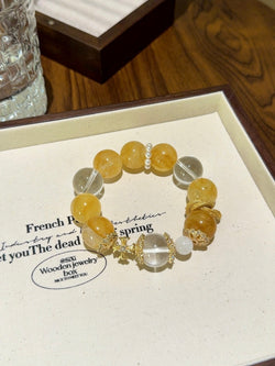 ▫️▪️ Yellow gum flower white crystal bracelet