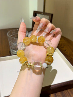 ▫️▪️ Yellow gum flower white crystal bracelet