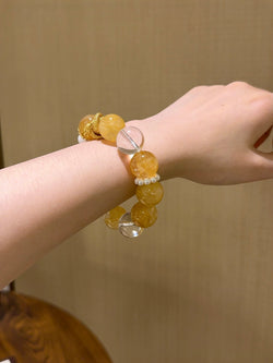 ▫️▪️ Yellow gum flower white crystal bracelet