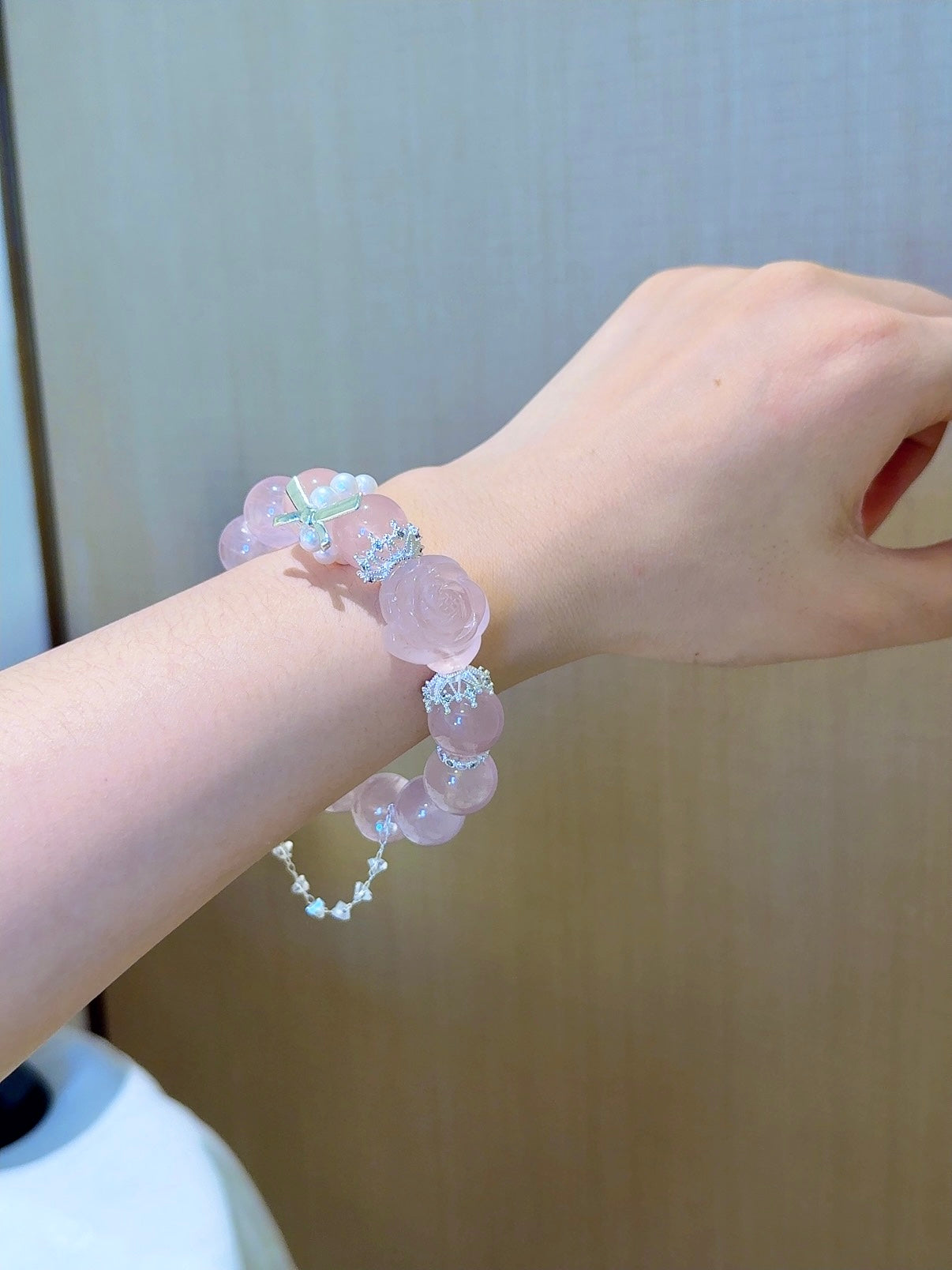 ▫️▪️ Pink crystal rose bracelet