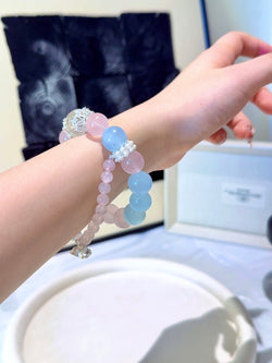 ▫️▪️ Aquamarine pink crystal bracelet