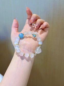 ▫️▪️ White Ghost Aquamarine Pink Crystal Bracelet