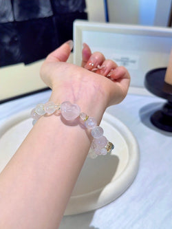▫️▪️ White Ghost Aquamarine Pink Crystal Bracelet
