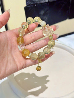 ▫️▪️ Citrine yellow tower crystal white crystal fox bracelet