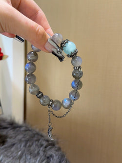 ▫️▪️ Grey moonlight aquamarine bracelet