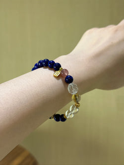 ▫️▪️ Lapis lazuli white crystal strawberry crystal bracelet