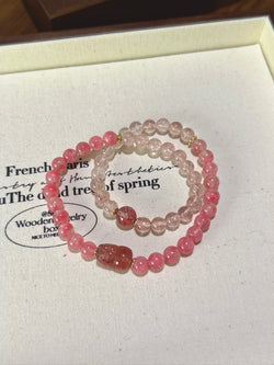 ▫️▪️ Rose stone strawberry crystal bracelet