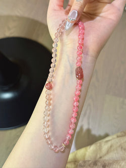 ▫️▪️ Rose stone strawberry crystal bracelet