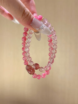 ▫️▪️ Rose stone strawberry crystal bracelet