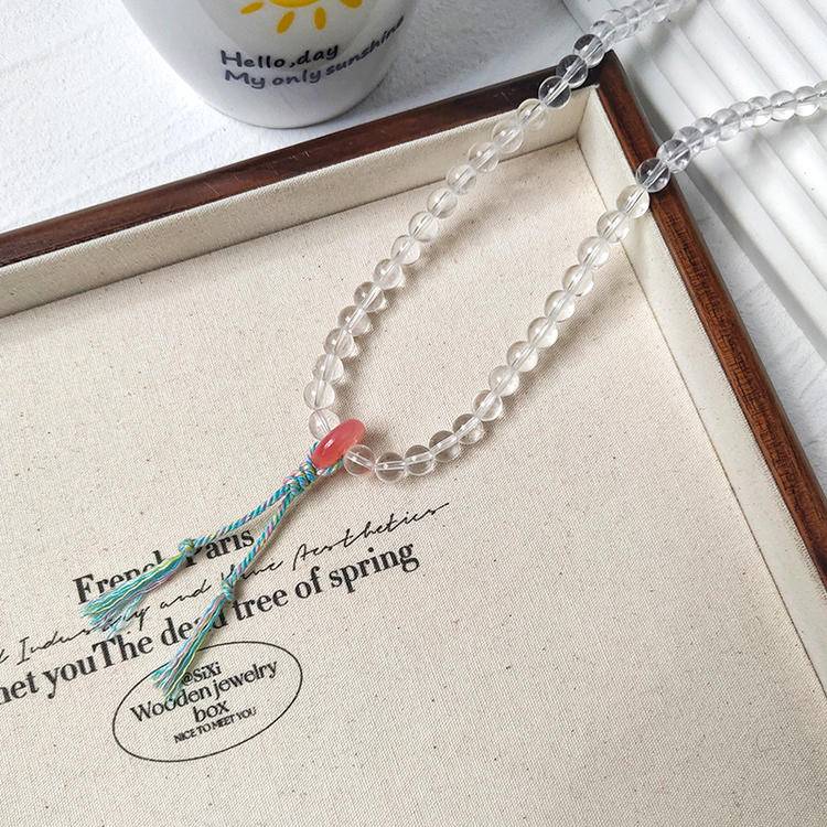 White crystal 108 pieces with southern red beeswax bracelet necklace