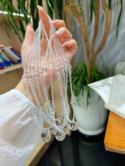 Natural white crystal ball necklace