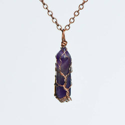 Hexagonal prism double-pointed pendant(purple）