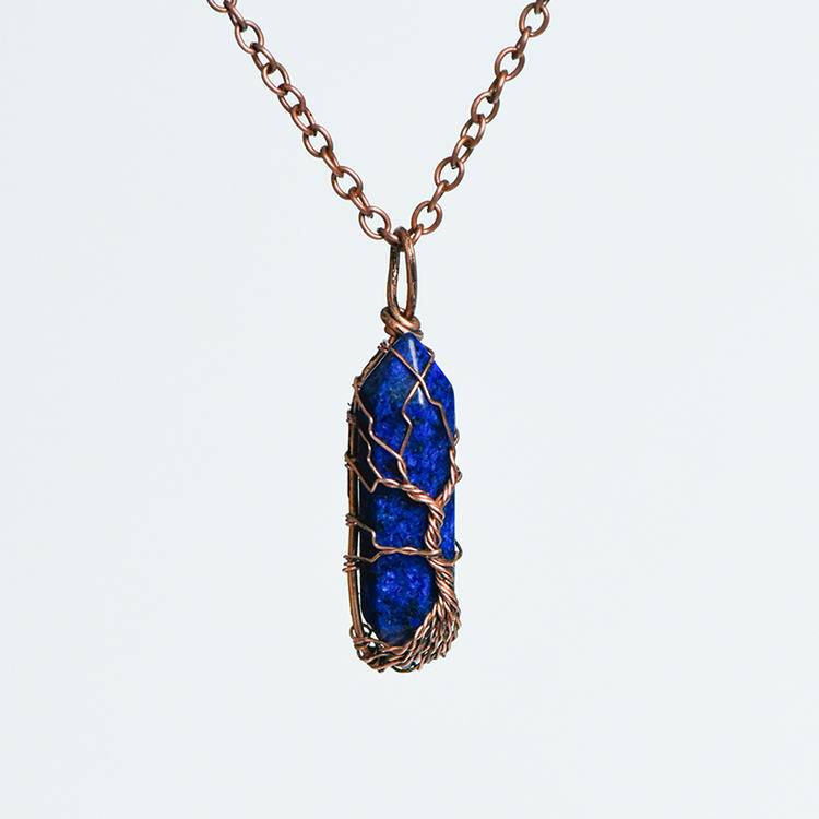Hexagonal prism double-pointed pendant (blue)